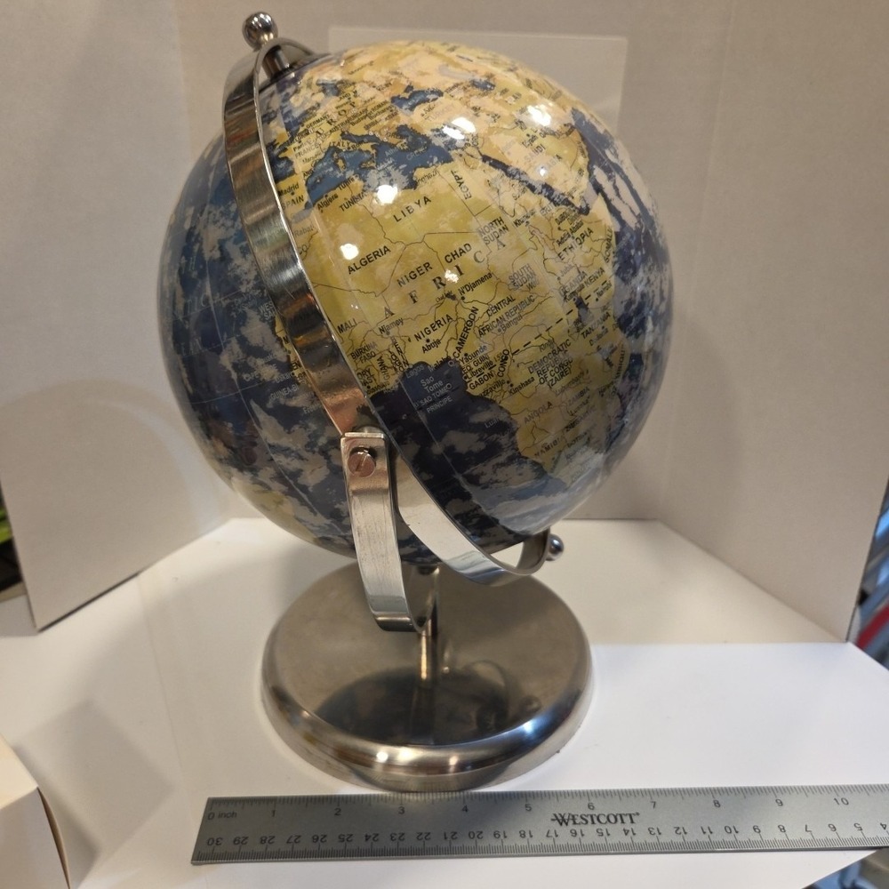 World Globe w‎ Nickel Stand, Geographical Decorative Educational Prop